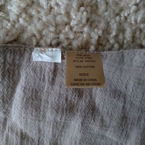 Light Brown Puff Sleeve Cotton Blouse with Cream Floral Crochet Detail Size S - Picture 4 of 4